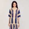 Palmas Two-Tone Knit Cardigan Blue / Ecru
