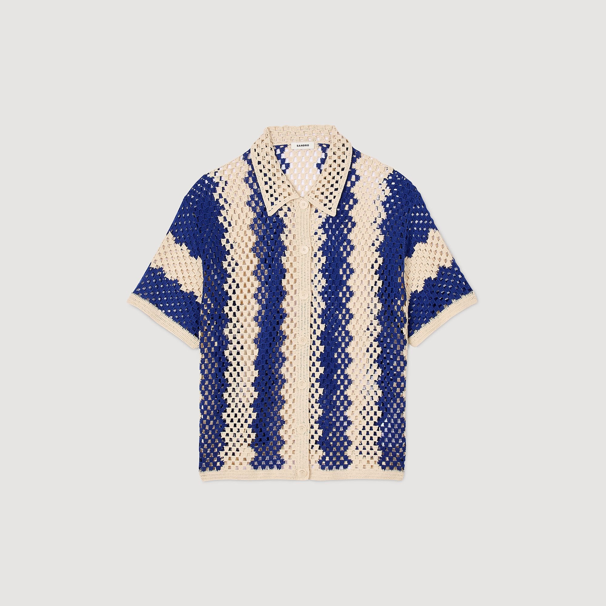Palmas Two-Tone Knit Cardigan Blue / Ecru