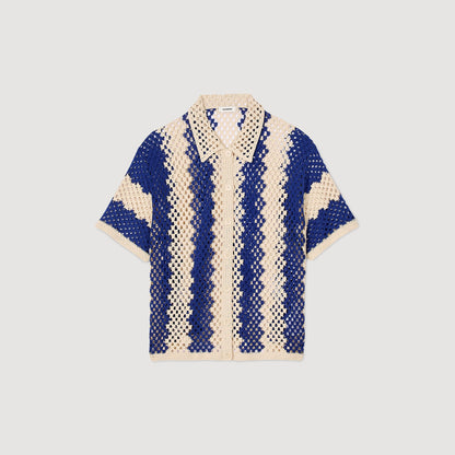 Palmas Two-Tone Knit Cardigan Blue / Ecru