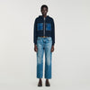 Adriane Knit And Denim Sweatshirt Navy Blue