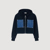 Adriane Knit And Denim Sweatshirt Navy Blue