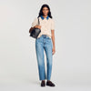Mado Cardigan with denim collar Beige