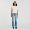 Mado Cardigan with denim collar Beige