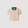 Mado Cardigan with denim collar Beige