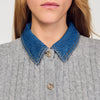 Mado Cardigan With Denim Collar Grey