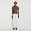 Mado Cardigan with denim collar Brown