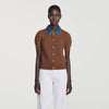 Mado Cardigan with denim collar Brown