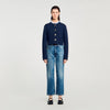 Meunie Cardigan With Ruffle Collar Navy Blue