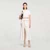 Nice Cropped Pointelle Knit Cardigan Ecru