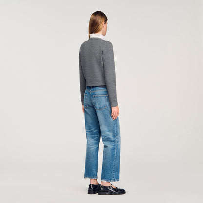 Meuna Cardigan With Ruffle Collar Grey