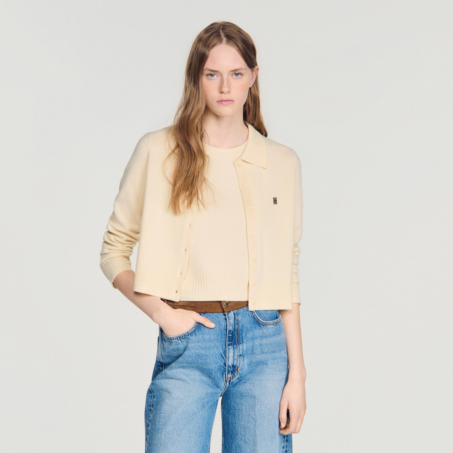 Valmy Cardigan With Shirt Collar Vanilla