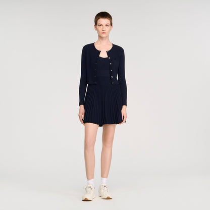 Magdaleina Fine Knit Cardigan Navy Blue