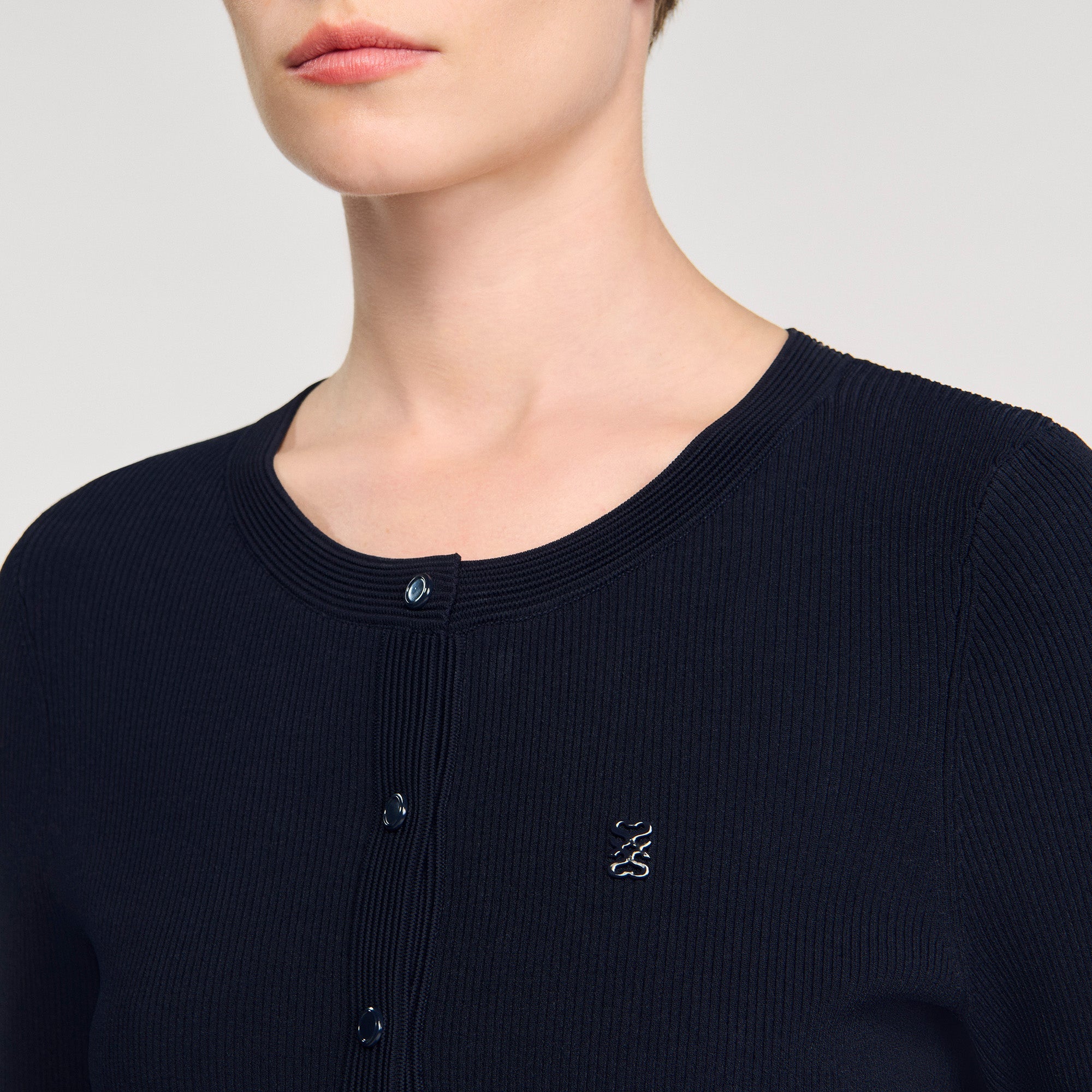 Magdaleina Fine Knit Cardigan Navy Blue