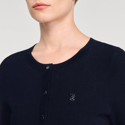 Magdaleina Fine Knit Cardigan Navy Blue