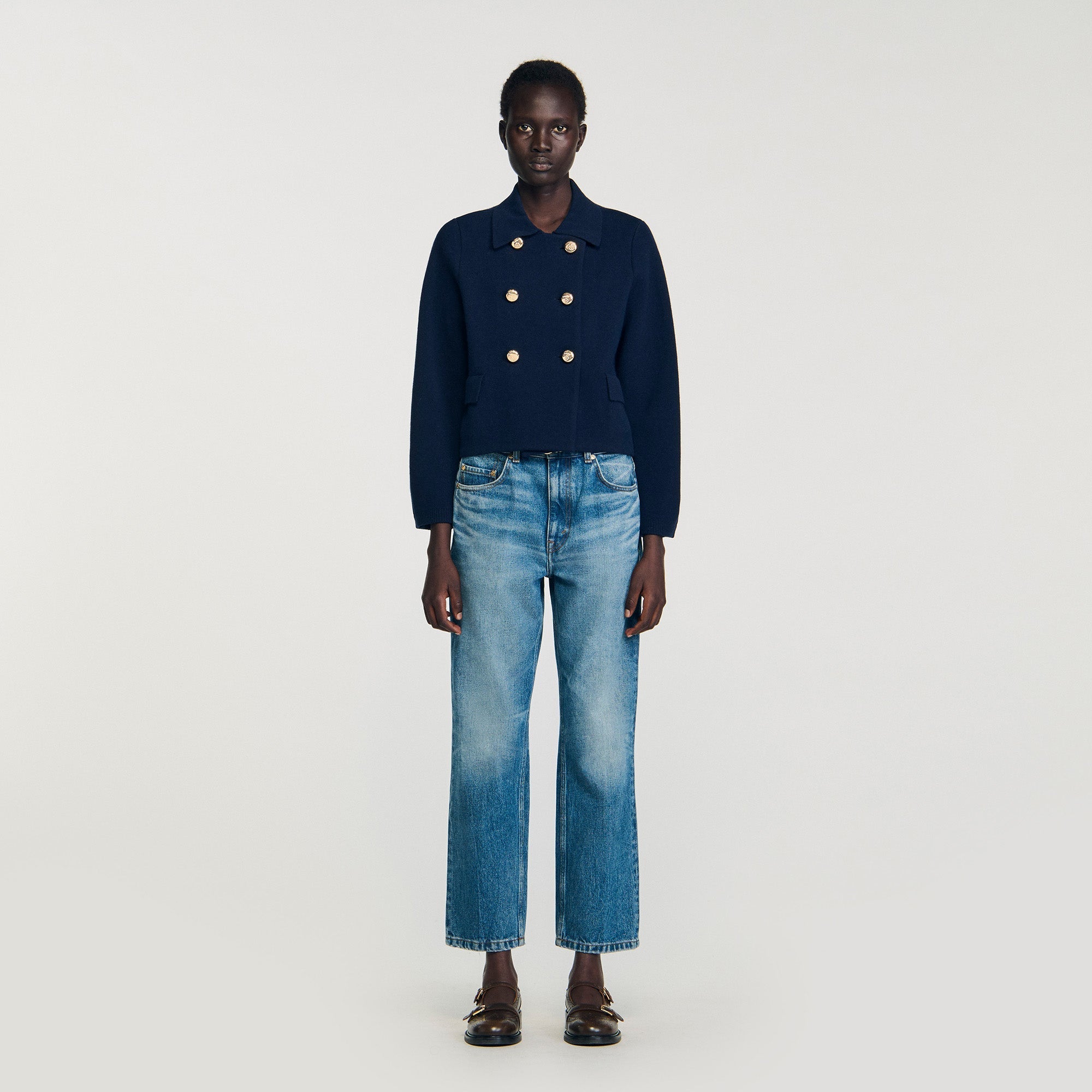 Belvedere Double-Breasted Cardigan Navy Blue