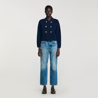 Belvedere Double-Breasted Cardigan Navy Blue