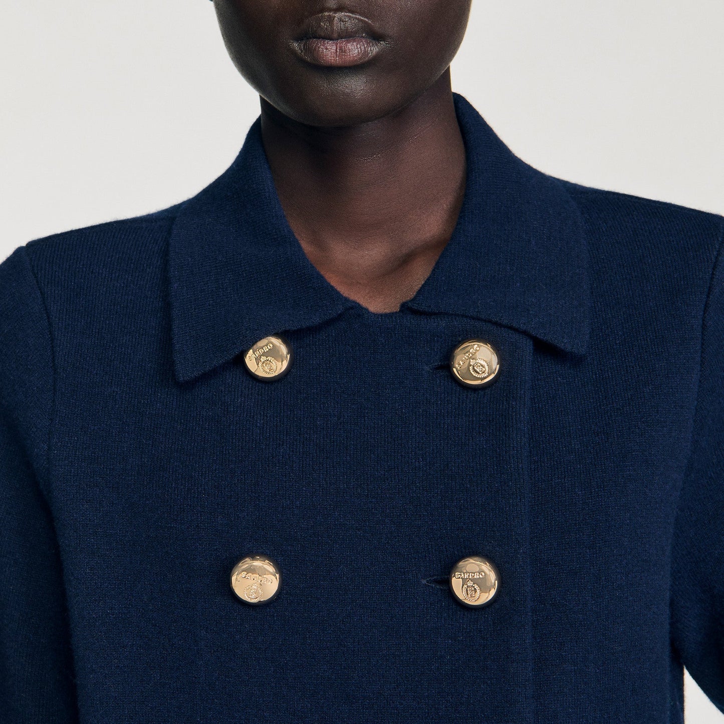 Belvedere Double-Breasted Cardigan Navy Blue