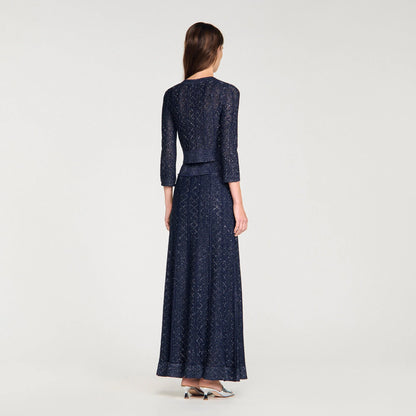 Lisane Strass Knit Cropped Cardigan Navy Blue