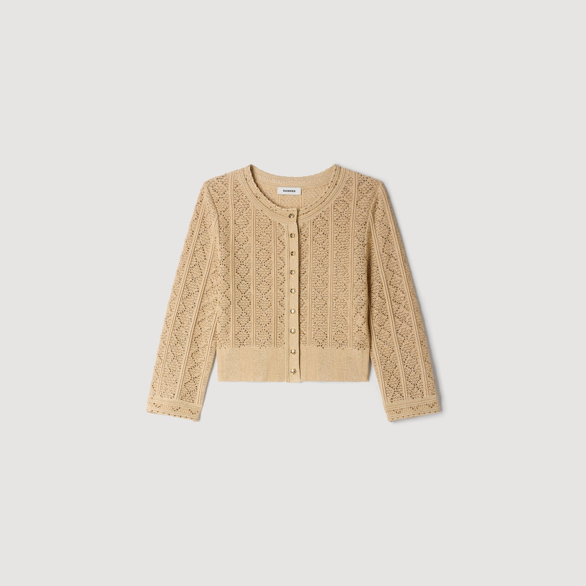 Lisane Cropped rhinestone knit cardigan Vanilla