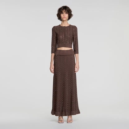 Lisane Cropped rhinestone cardigan Brown