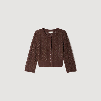 Lisane Cropped rhinestone cardigan Brown