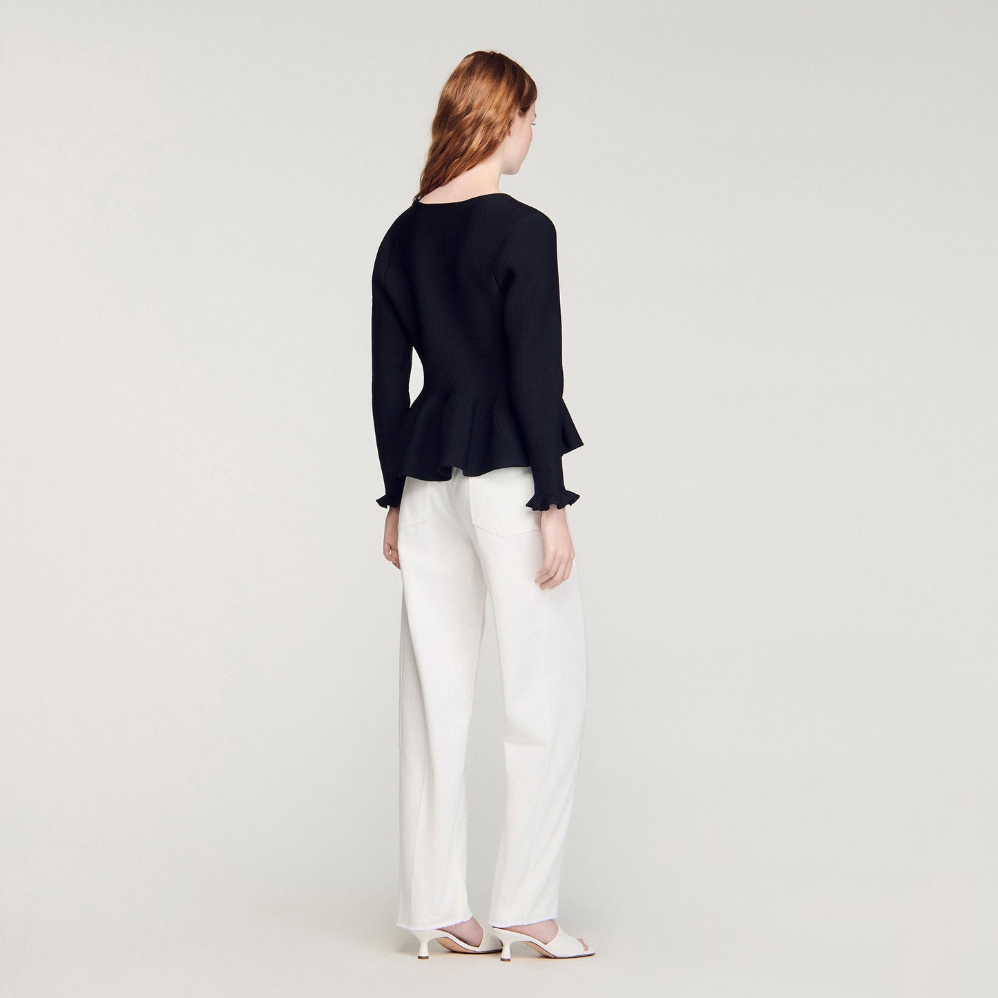 Heather Peplum Cardigan Black