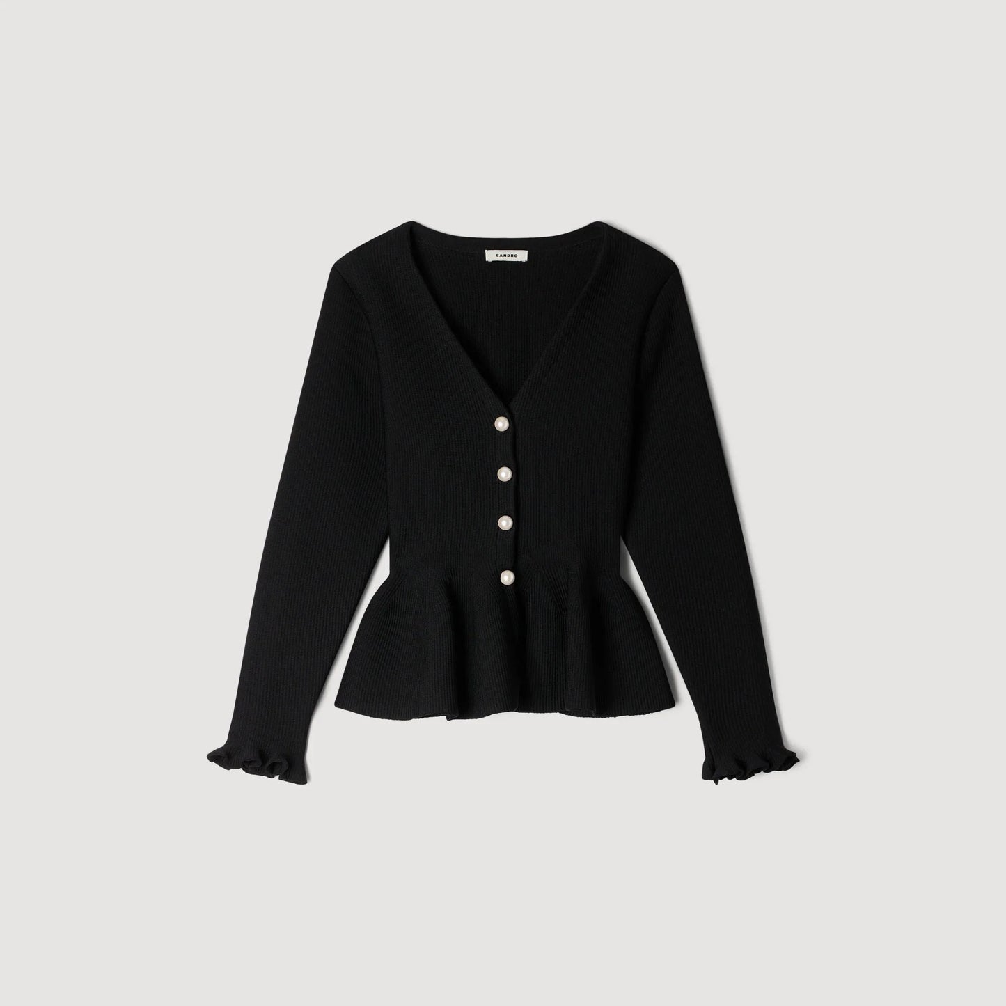Heather Peplum Cardigan Black