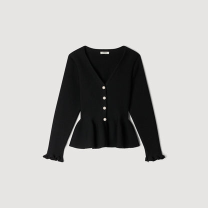 Heather Peplum Cardigan Black