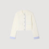 Bruxelles Polo Cardigan With Poplin Details Ecru