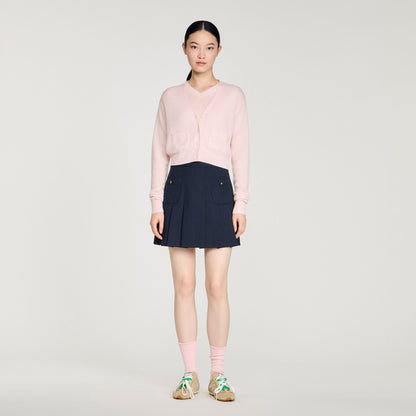 Cassidie Cropped Cashmere Wool Cardigan Light Pink