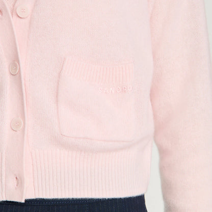 Cassidie Cropped Cashmere Wool Cardigan Light Pink