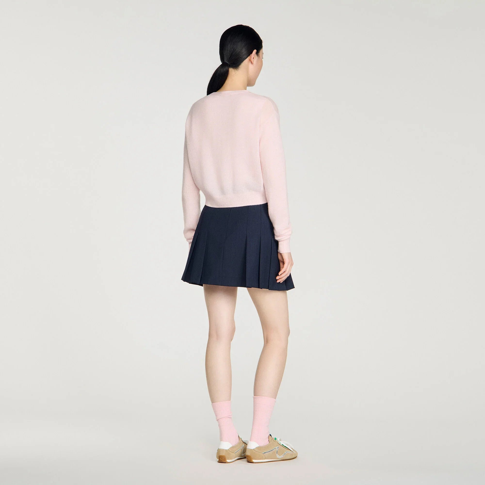Cassidie Cropped Cashmere Wool Cardigan Light Pink