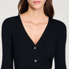 Gabie Ribbed Cardigan With Fancy Buttons Black