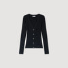 Gabie Ribbed Cardigan With Fancy Buttons Black