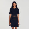 Oria Cropped cardigan with tassels Black