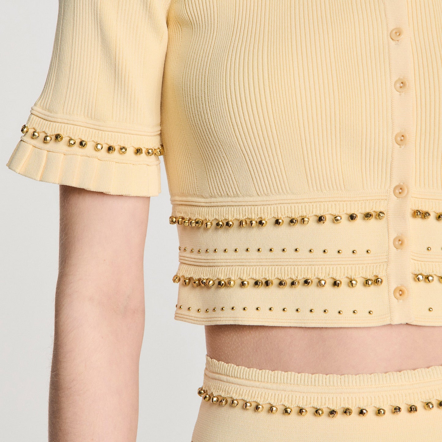 Oria Cropped cardigan with tassels Vanilla