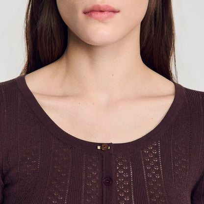 Anae Pointelle knit cardigan Brown