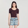 Anae Pointelle knit cardigan Brown