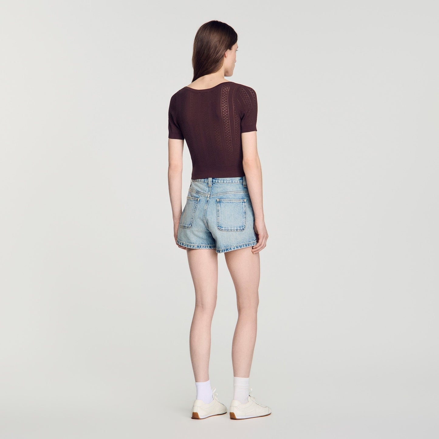 Anae Pointelle knit cardigan Brown