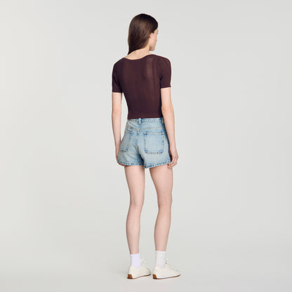 Anae Pointelle knit cardigan Brown