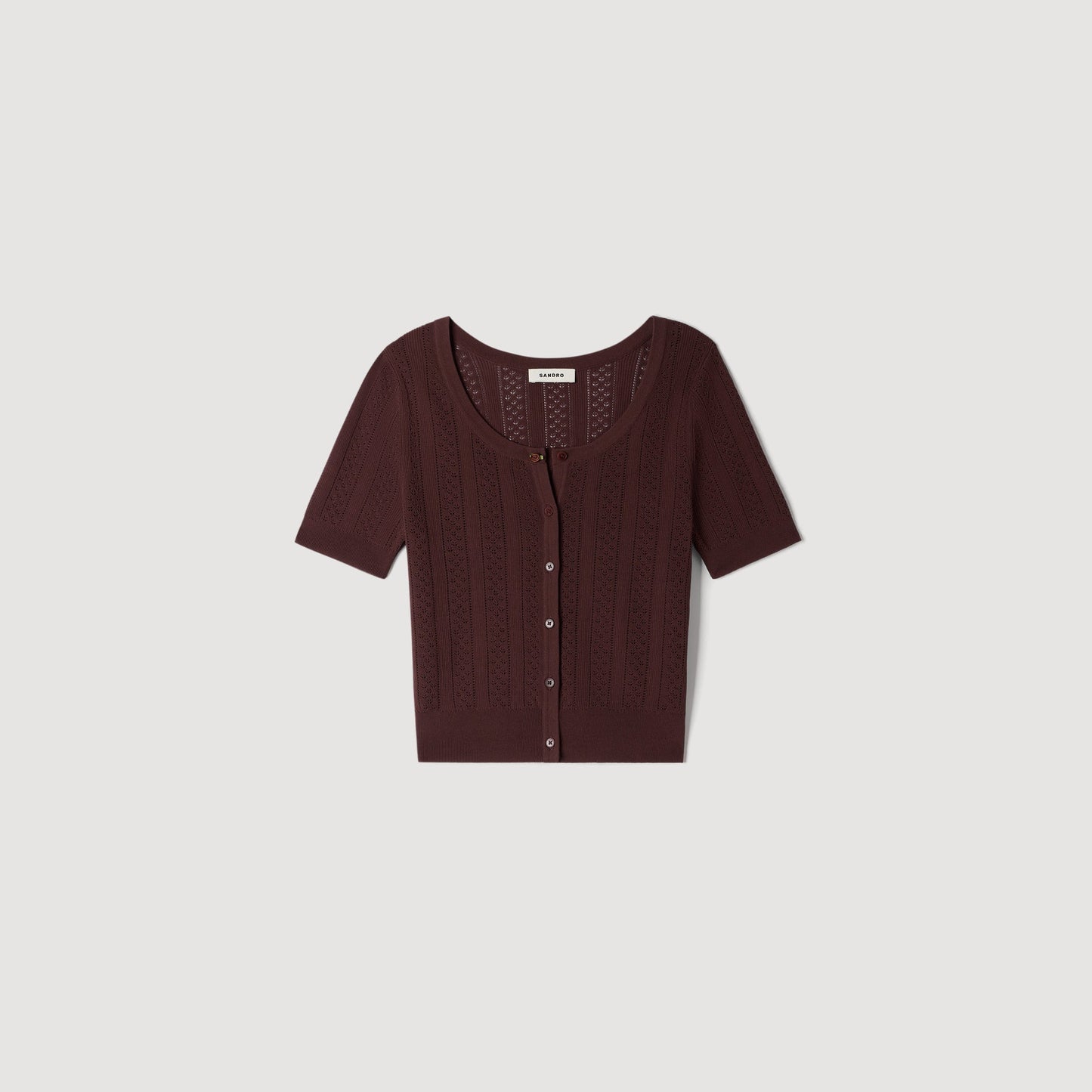 Anae Pointelle knit cardigan Brown