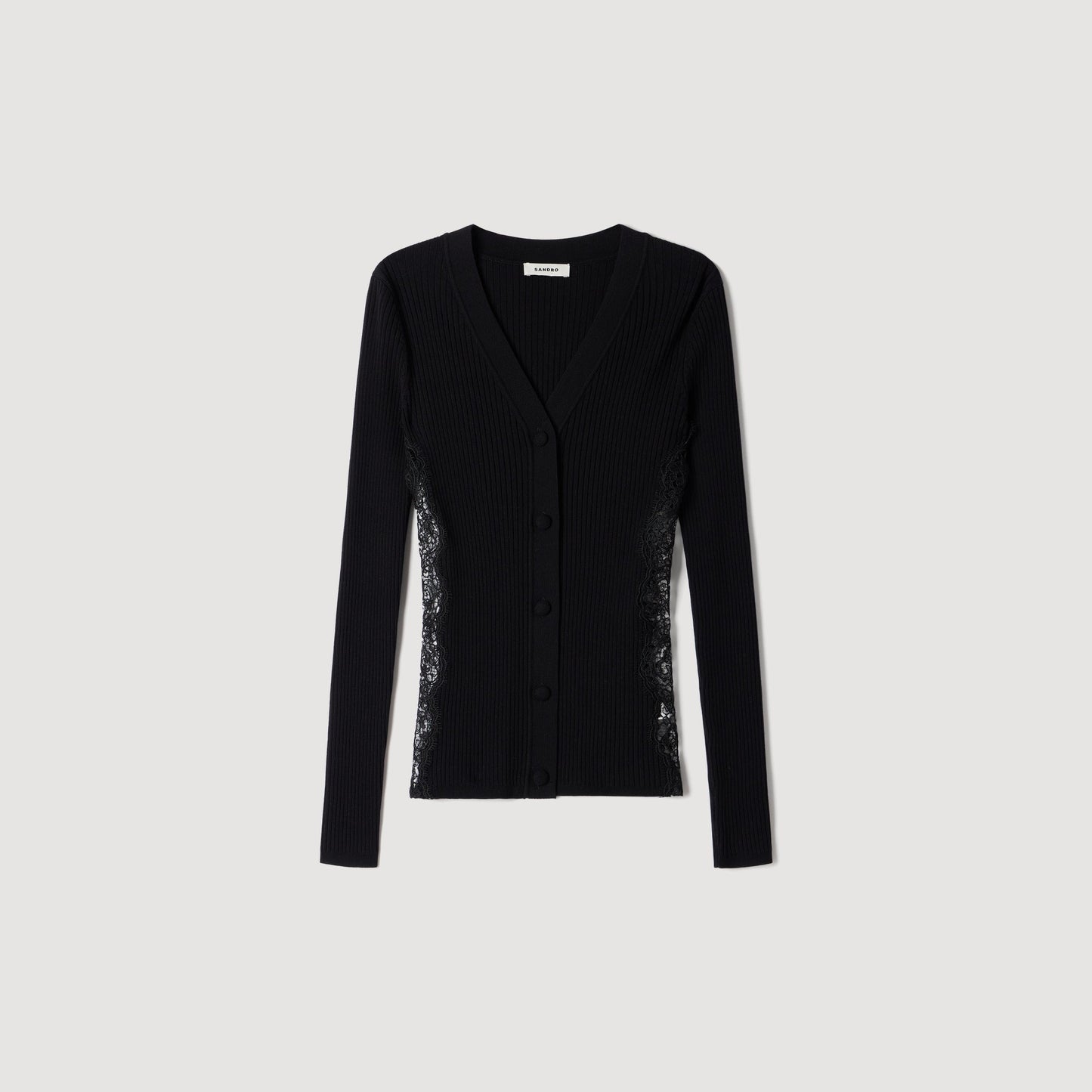 Gabriele Cardigan With Lace Panel Black