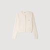 Aurel Cropped check stitch cardigan Ecru