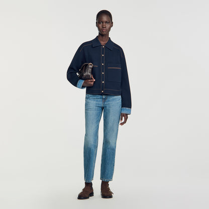 Christopher Jacket-effect cardigan Navy Blue