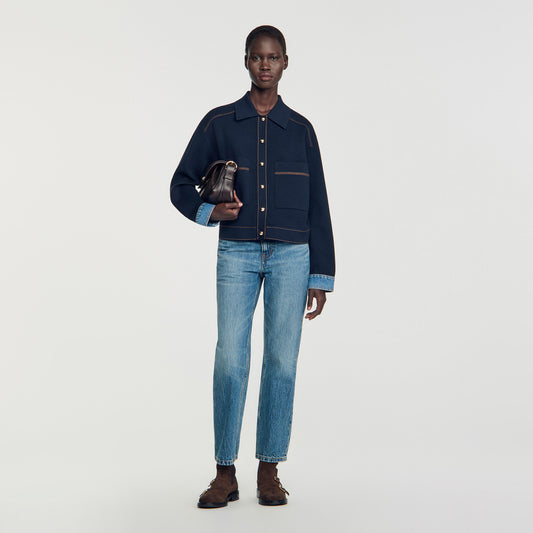 Christopher Jacket-effect cardigan Navy Blue