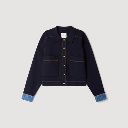 Christopher Jacket-effect cardigan Navy Blue