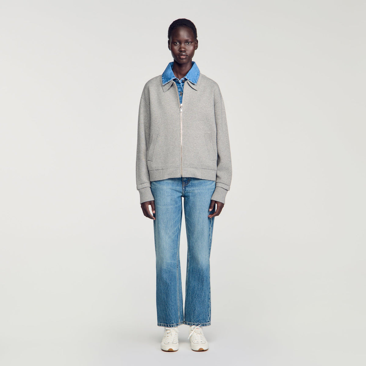 Hayden 2-in-1 zip cardigan Grey