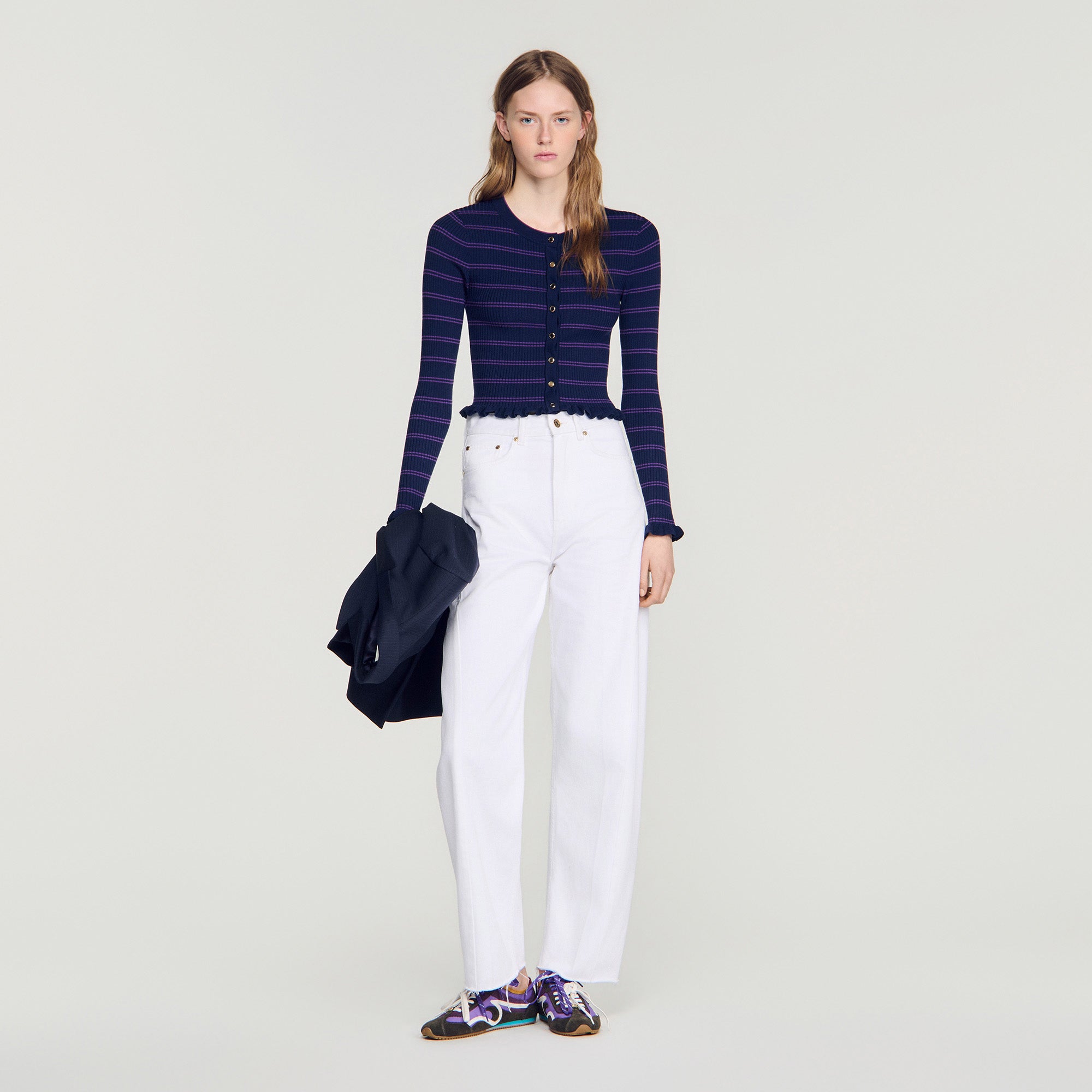 Areanne Striped knit cardigan Navy / Purple