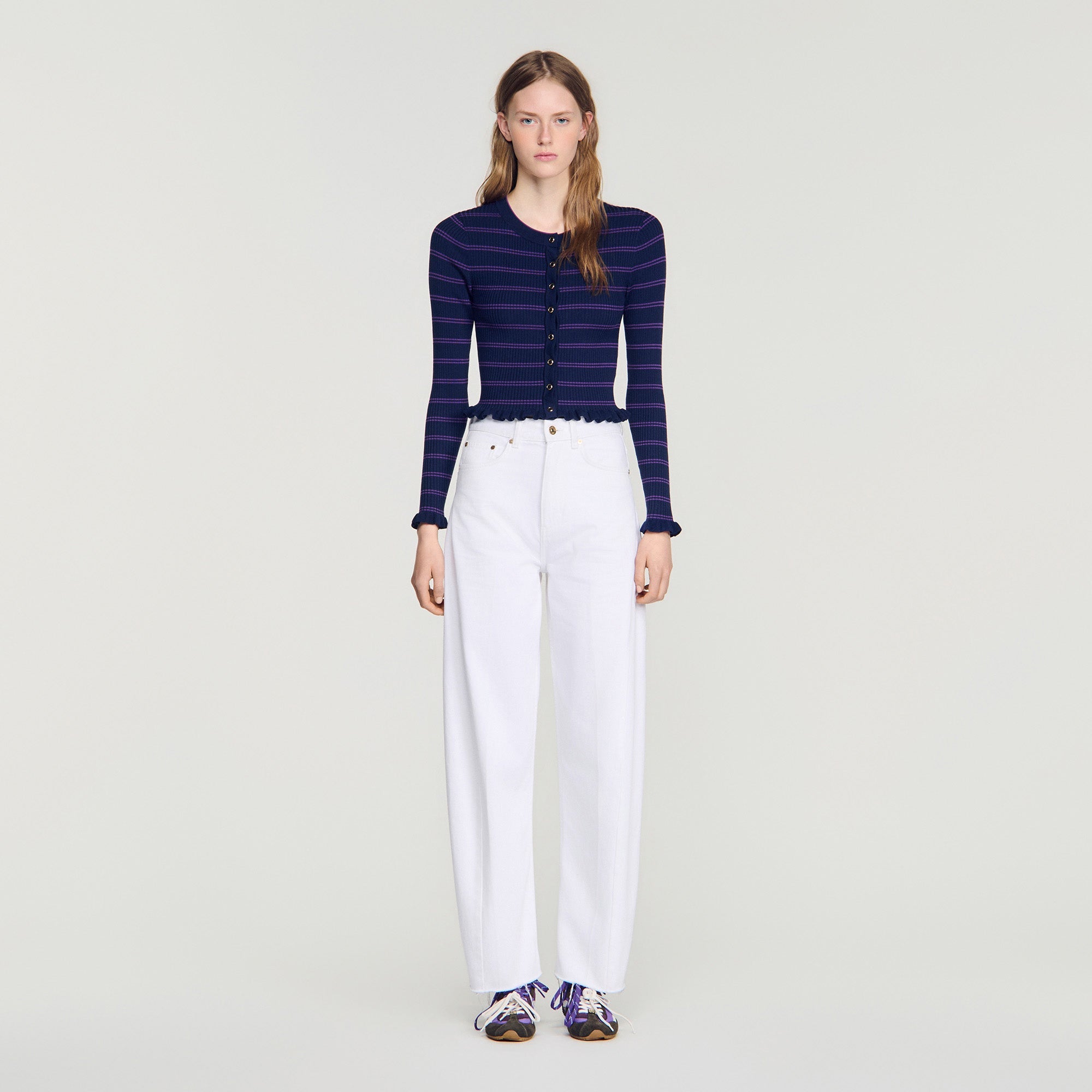 Areanne Striped knit cardigan Navy / Purple