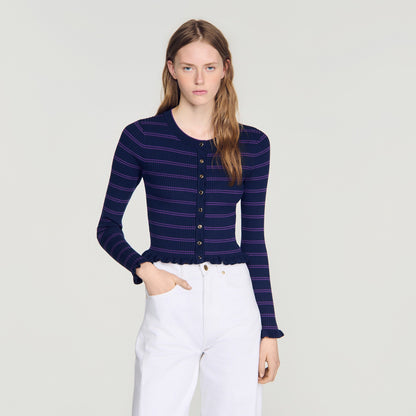 Areanne Striped knit cardigan Navy / Purple